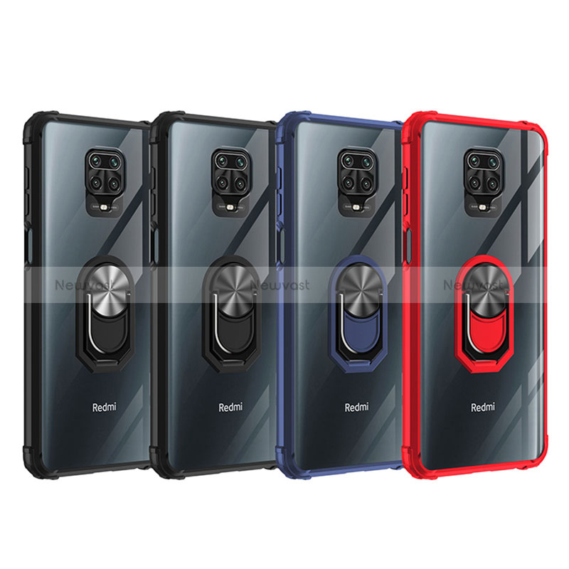 Silicone Matte Finish and Plastic Back Cover Case with Magnetic Finger Ring Stand MQ2 for Xiaomi Redmi Note 9 Pro Max