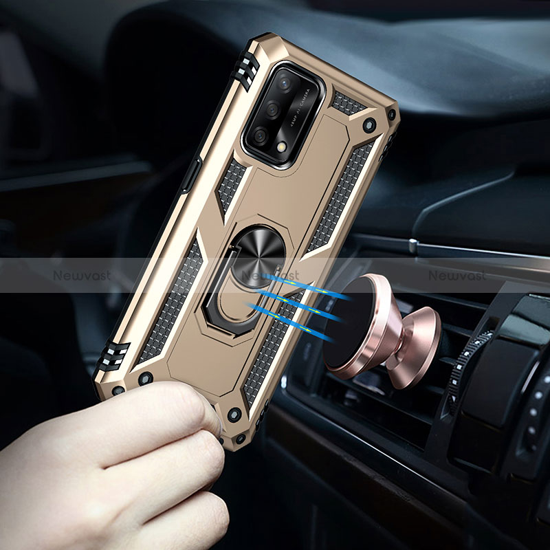 Silicone Matte Finish and Plastic Back Cover Case with Magnetic Finger Ring Stand MQ3 for Oppo Reno6 Lite