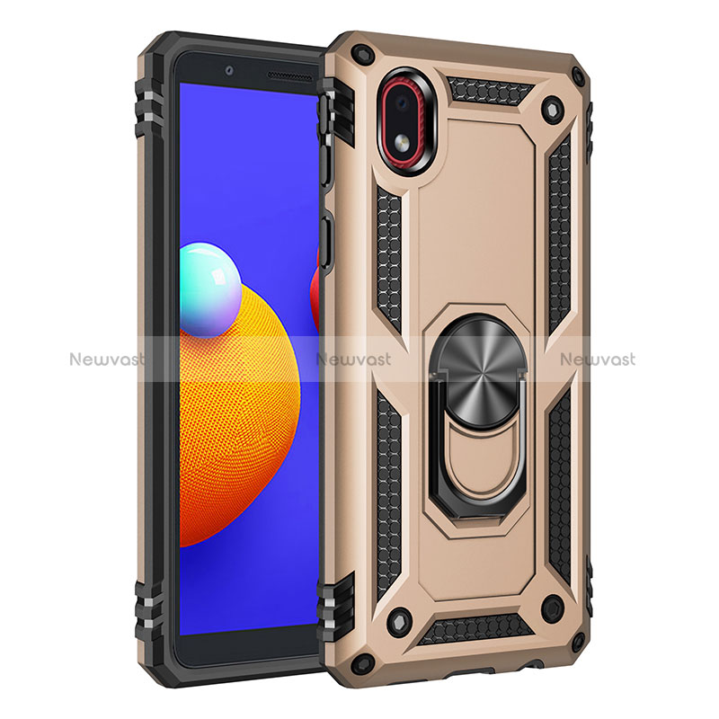 Silicone Matte Finish and Plastic Back Cover Case with Magnetic Finger Ring Stand MQ3 for Samsung Galaxy A01 Core