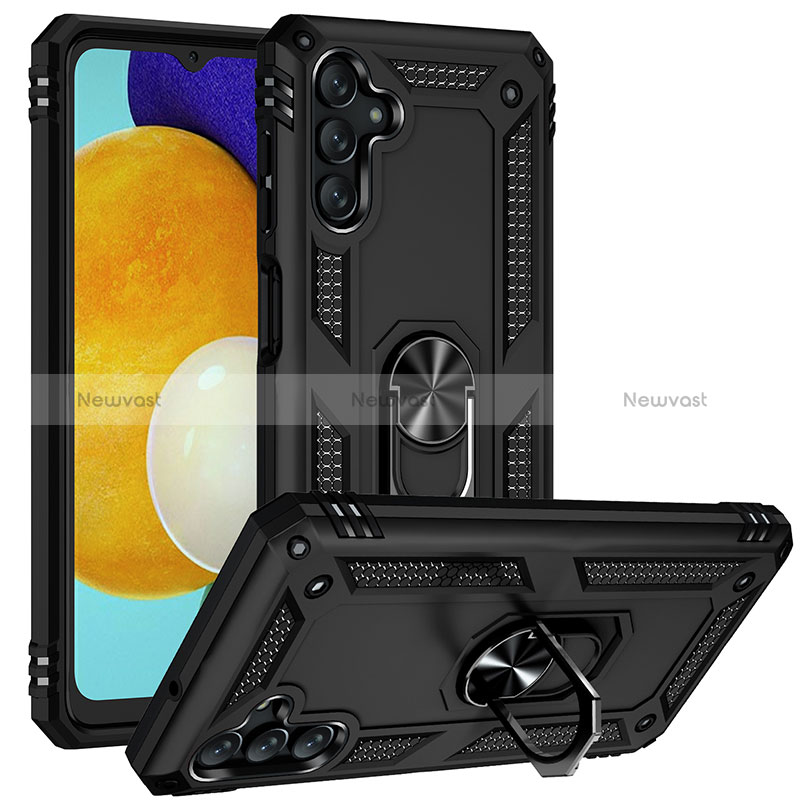 Silicone Matte Finish and Plastic Back Cover Case with Magnetic Finger Ring Stand MQ3 for Samsung Galaxy A04s