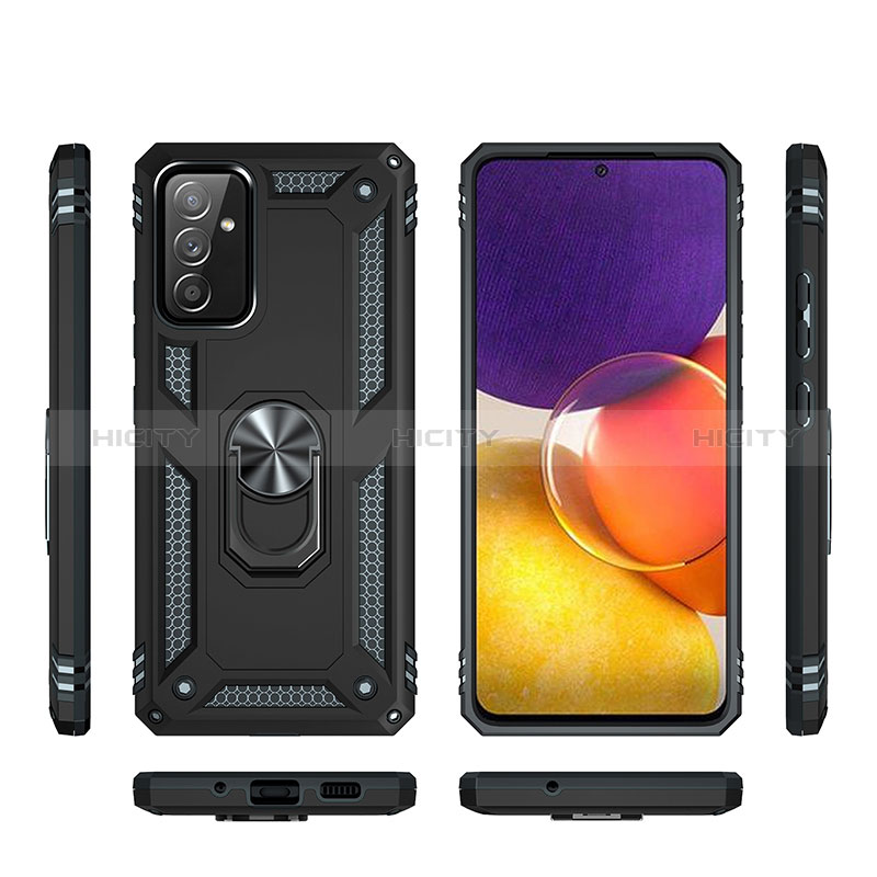 Silicone Matte Finish and Plastic Back Cover Case with Magnetic Finger Ring Stand MQ3 for Samsung Galaxy A05s