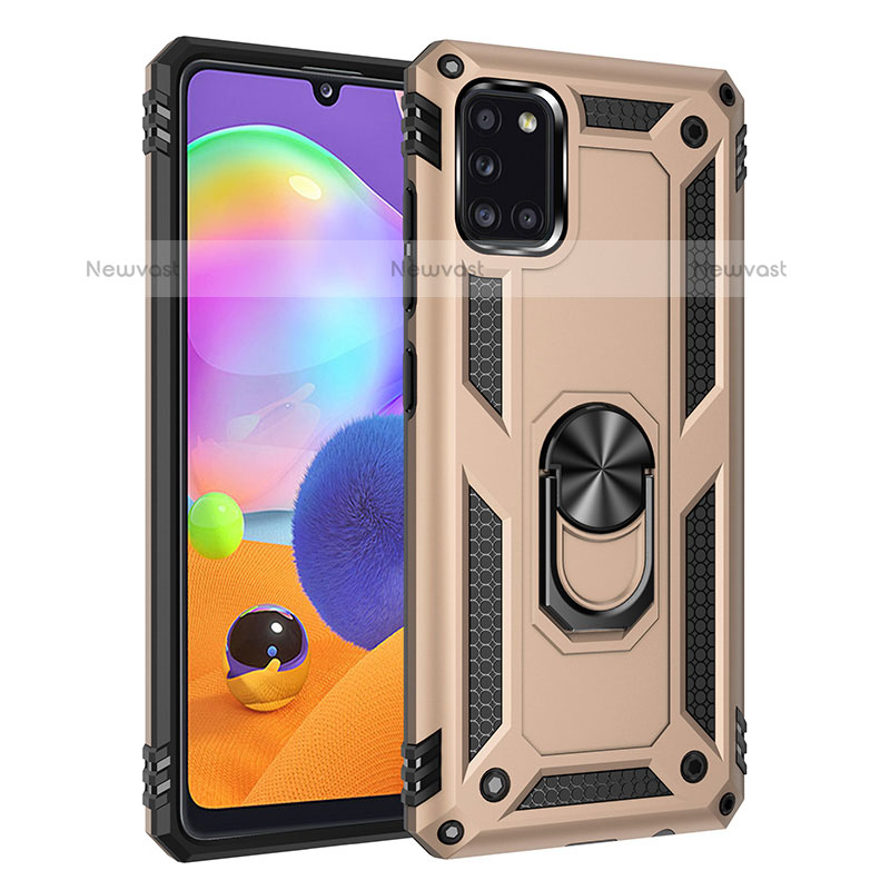 Silicone Matte Finish and Plastic Back Cover Case with Magnetic Finger Ring Stand MQ3 for Samsung Galaxy A31