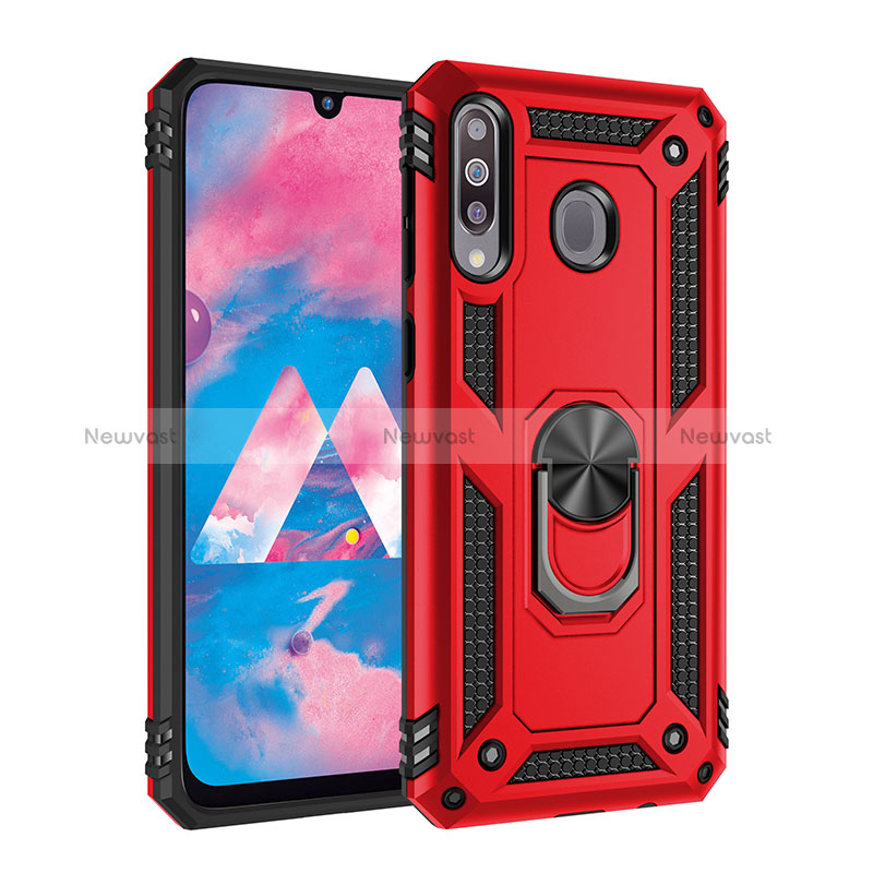 Silicone Matte Finish and Plastic Back Cover Case with Magnetic Finger Ring Stand MQ3 for Samsung Galaxy A40s