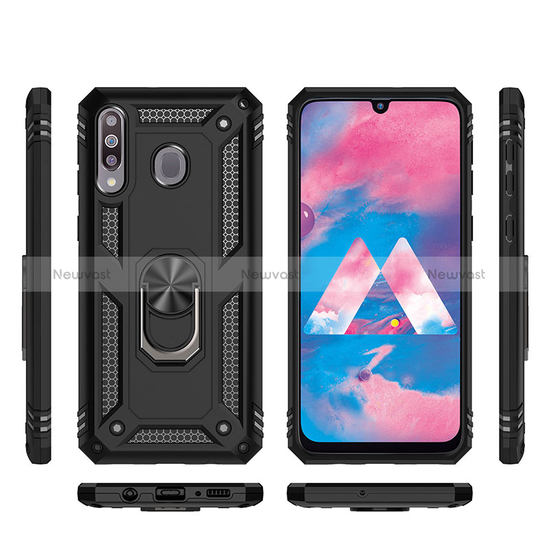 Silicone Matte Finish and Plastic Back Cover Case with Magnetic Finger Ring Stand MQ3 for Samsung Galaxy A40s