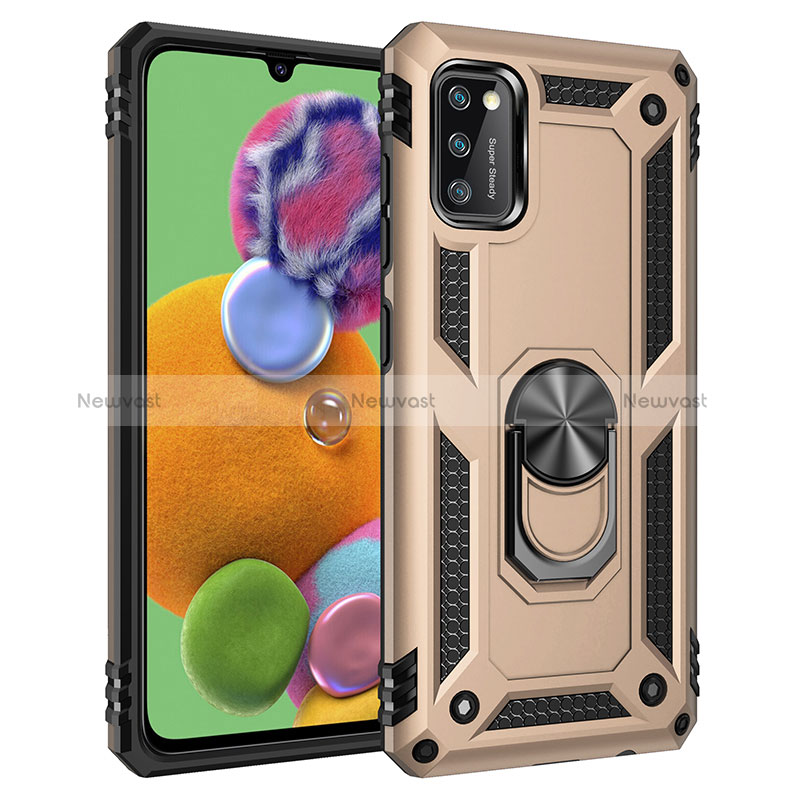 Silicone Matte Finish and Plastic Back Cover Case with Magnetic Finger Ring Stand MQ3 for Samsung Galaxy A41