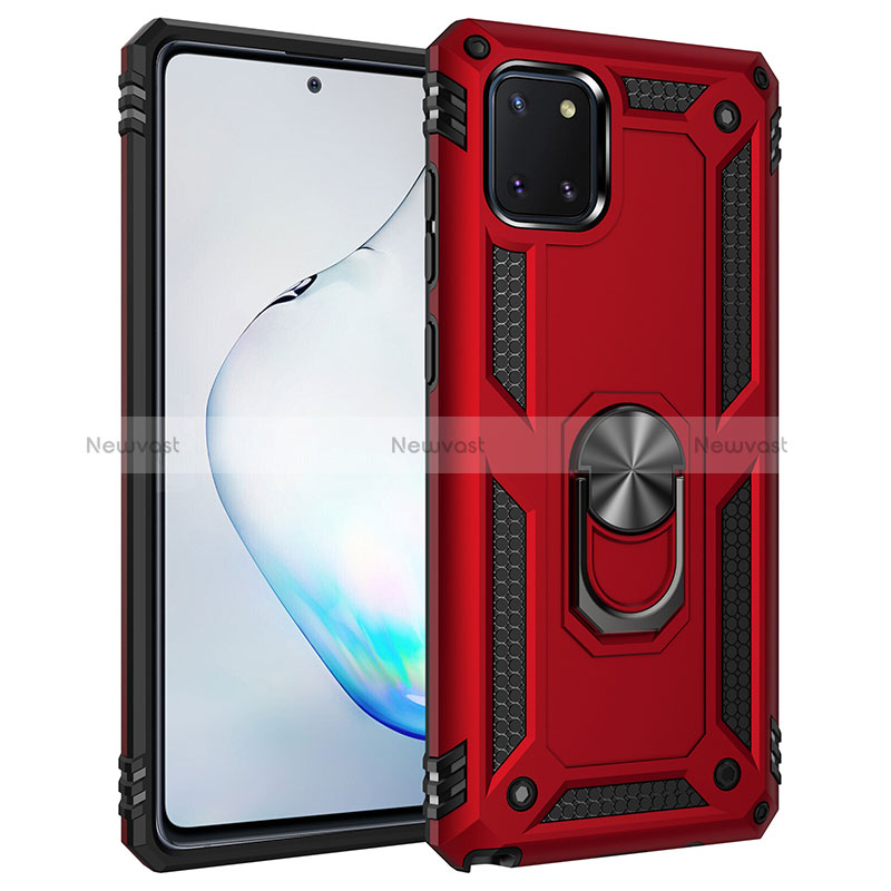Silicone Matte Finish and Plastic Back Cover Case with Magnetic Finger Ring Stand MQ3 for Samsung Galaxy A81