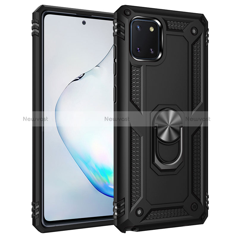 Silicone Matte Finish and Plastic Back Cover Case with Magnetic Finger Ring Stand MQ3 for Samsung Galaxy A81