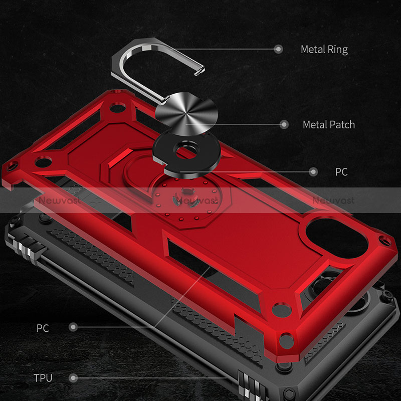 Silicone Matte Finish and Plastic Back Cover Case with Magnetic Finger Ring Stand MQ3 for Samsung Galaxy M01 Core