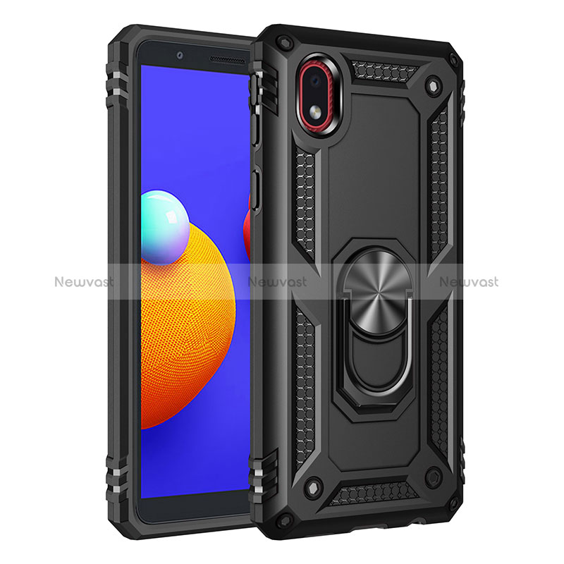 Silicone Matte Finish and Plastic Back Cover Case with Magnetic Finger Ring Stand MQ3 for Samsung Galaxy M01 Core