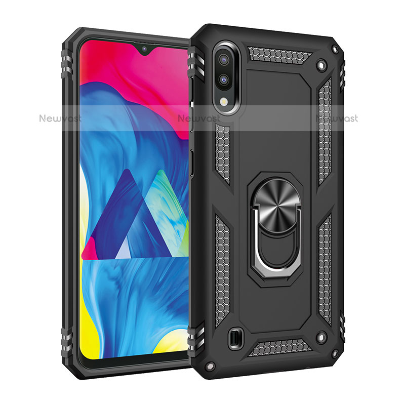 Silicone Matte Finish and Plastic Back Cover Case with Magnetic Finger Ring Stand MQ3 for Samsung Galaxy M10