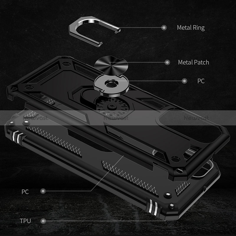 Silicone Matte Finish and Plastic Back Cover Case with Magnetic Finger Ring Stand MQ3 for Samsung Galaxy M23 5G
