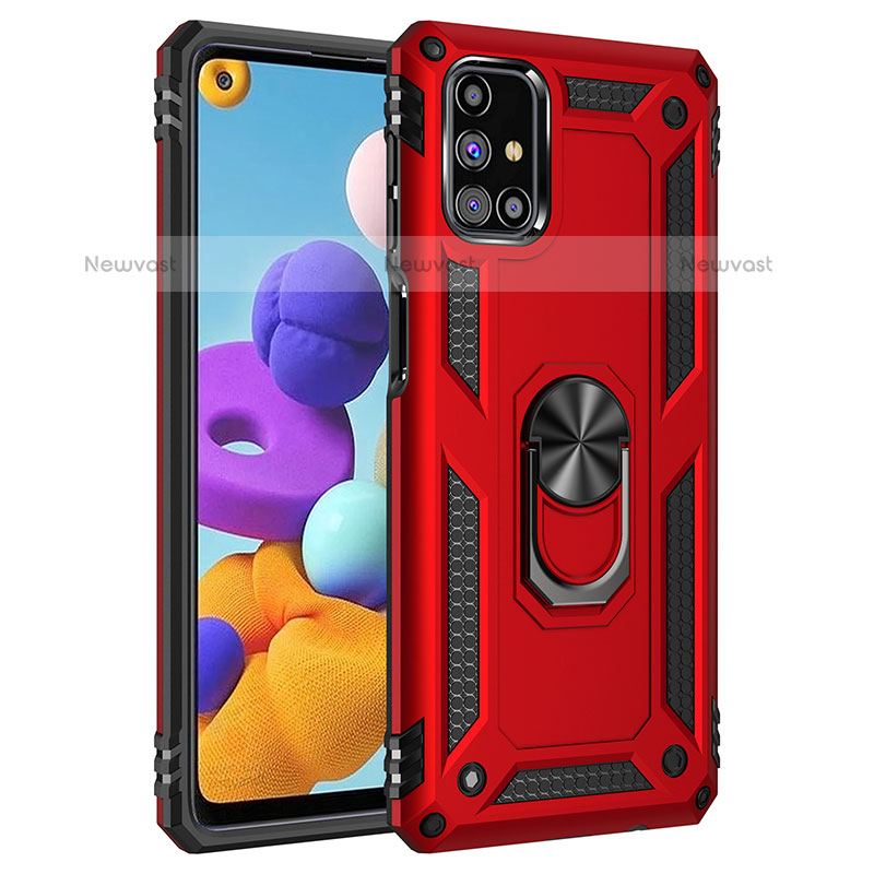 Silicone Matte Finish and Plastic Back Cover Case with Magnetic Finger Ring Stand MQ3 for Samsung Galaxy M31s