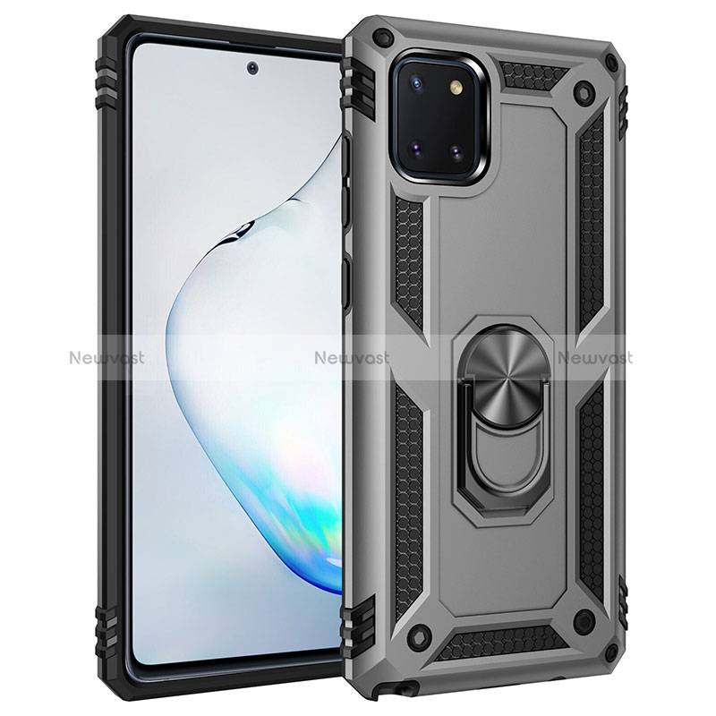 Silicone Matte Finish and Plastic Back Cover Case with Magnetic Finger Ring Stand MQ3 for Samsung Galaxy M60s