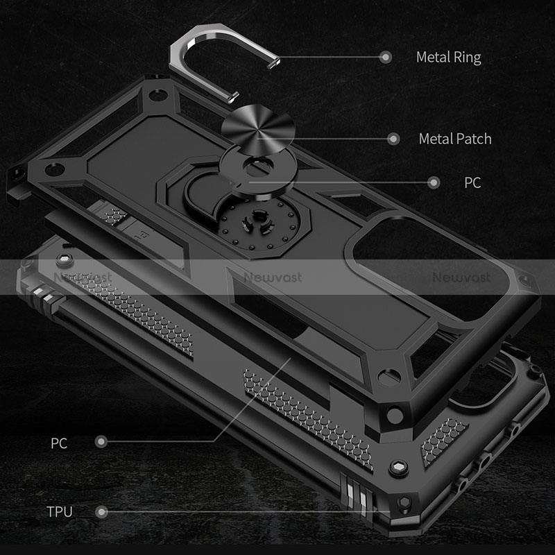 Silicone Matte Finish and Plastic Back Cover Case with Magnetic Finger Ring Stand MQ3 for Xiaomi Mi 10T 5G