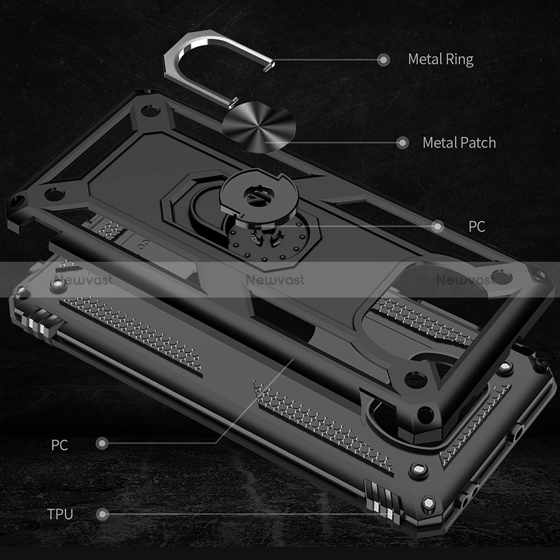 Silicone Matte Finish and Plastic Back Cover Case with Magnetic Finger Ring Stand MQ3 for Xiaomi Poco X3 Pro