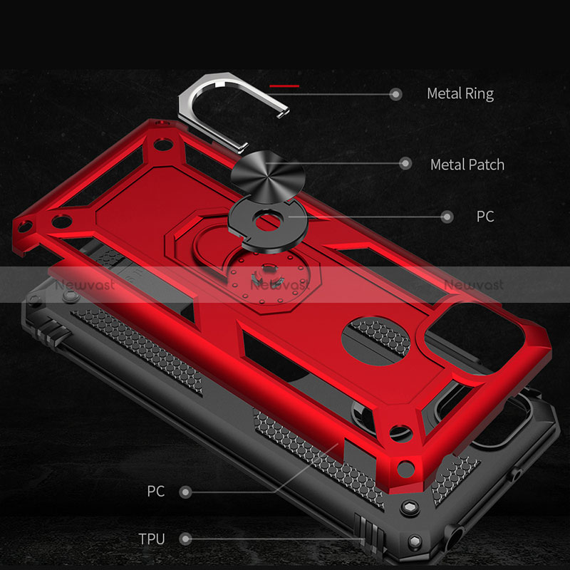 Silicone Matte Finish and Plastic Back Cover Case with Magnetic Finger Ring Stand MQ3 for Xiaomi Redmi 10A 4G