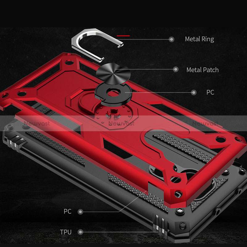 Silicone Matte Finish and Plastic Back Cover Case with Magnetic Finger Ring Stand MQ3 for Xiaomi Redmi 10X 4G