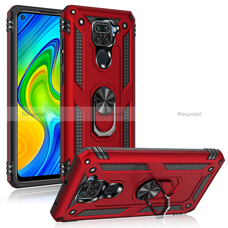 Silicone Matte Finish and Plastic Back Cover Case with Magnetic Finger Ring Stand MQ3 for Xiaomi Redmi 10X 4G