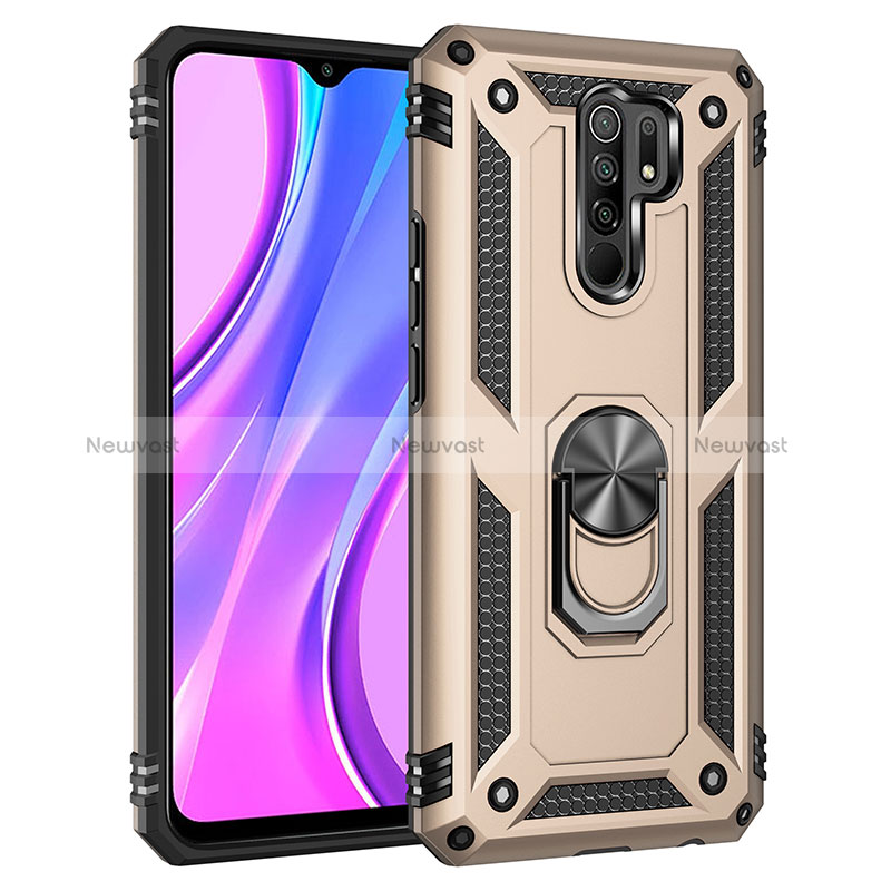 Silicone Matte Finish and Plastic Back Cover Case with Magnetic Finger Ring Stand MQ3 for Xiaomi Redmi 9 Prime India