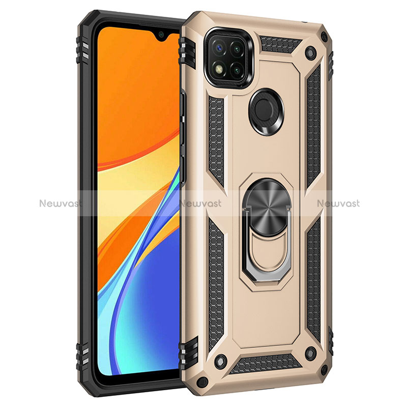 Silicone Matte Finish and Plastic Back Cover Case with Magnetic Finger Ring Stand MQ3 for Xiaomi Redmi 9C NFC