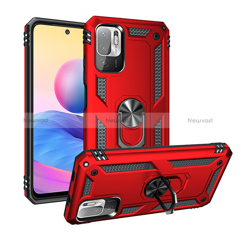 Silicone Matte Finish and Plastic Back Cover Case with Magnetic Finger Ring Stand MQ3 for Xiaomi Redmi Note 11 SE 5G