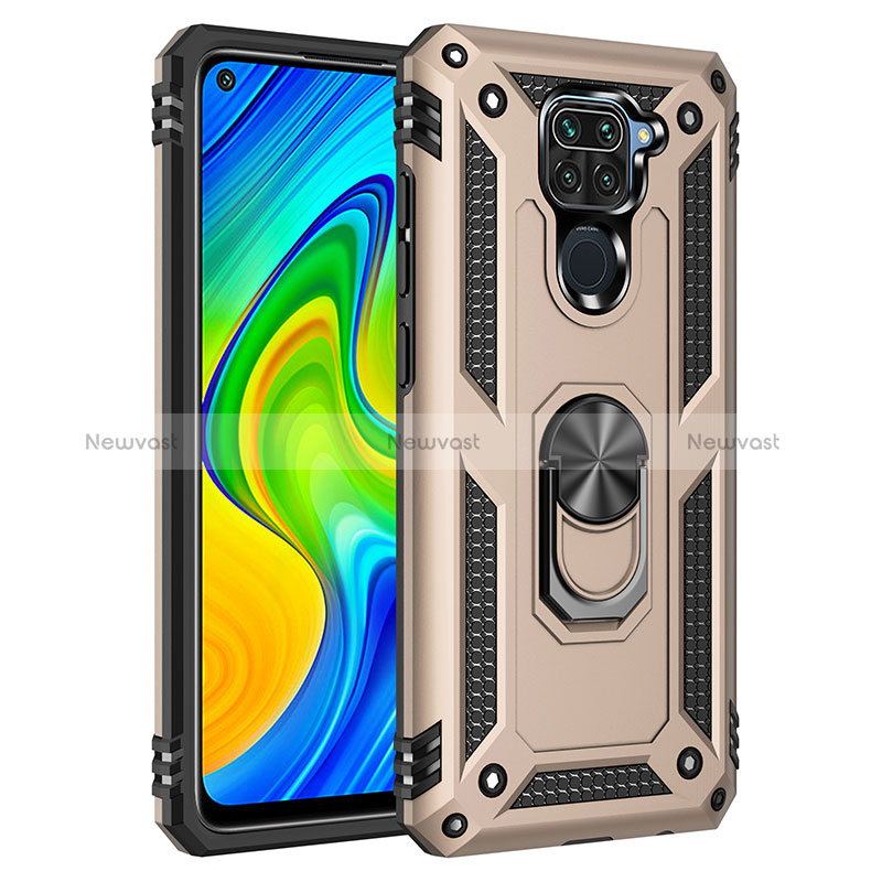 Silicone Matte Finish and Plastic Back Cover Case with Magnetic Finger Ring Stand MQ3 for Xiaomi Redmi Note 9