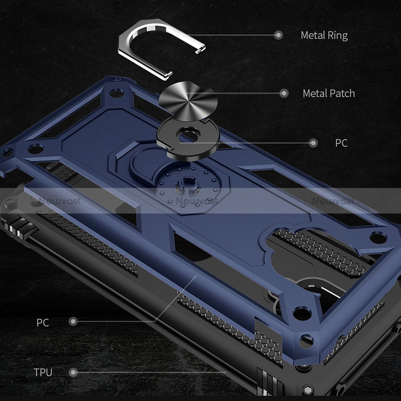 Silicone Matte Finish and Plastic Back Cover Case with Magnetic Finger Ring Stand MQ3 for Xiaomi Redmi Note 9 Pro Max