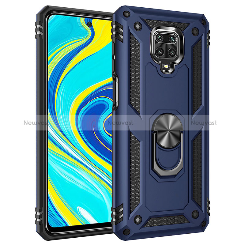 Silicone Matte Finish and Plastic Back Cover Case with Magnetic Finger Ring Stand MQ3 for Xiaomi Redmi Note 9 Pro Max