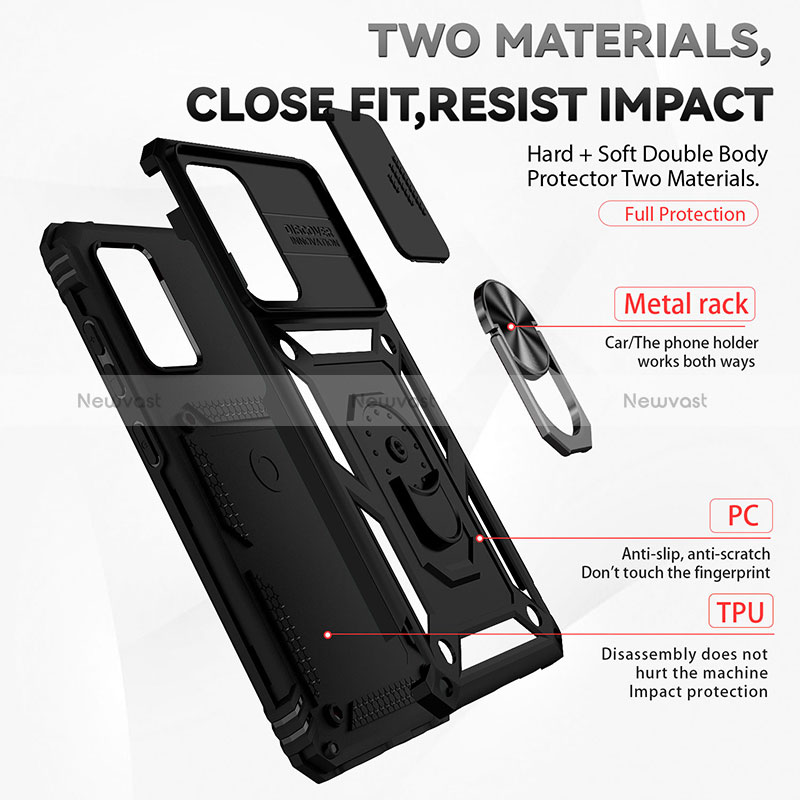 Silicone Matte Finish and Plastic Back Cover Case with Magnetic Finger Ring Stand MQ6 for Samsung Galaxy A52 5G