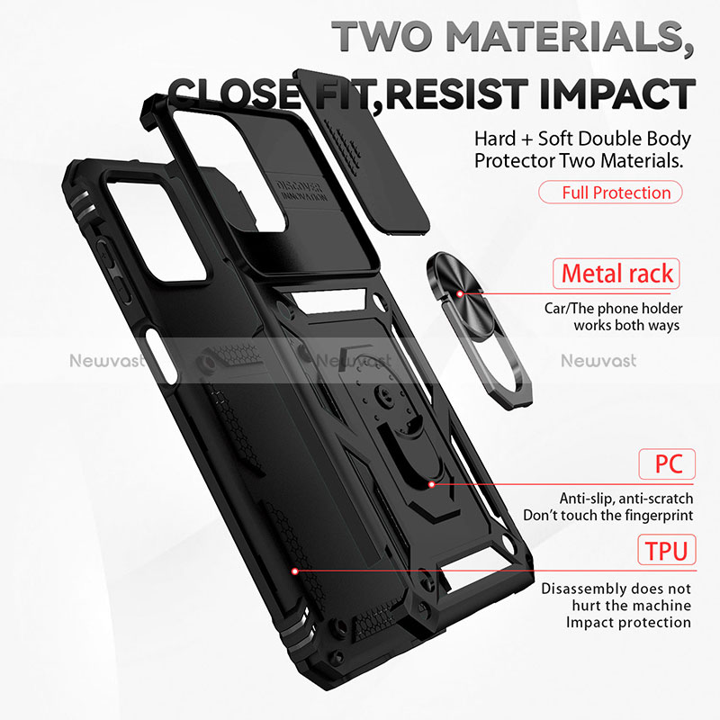 Silicone Matte Finish and Plastic Back Cover Case with Magnetic Finger Ring Stand MQ6 for Samsung Galaxy M33 5G