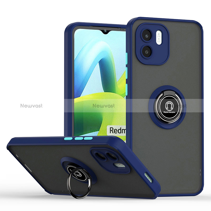 Silicone Matte Finish and Plastic Back Cover Case with Magnetic Finger Ring Stand QW2 for Xiaomi Redmi A2