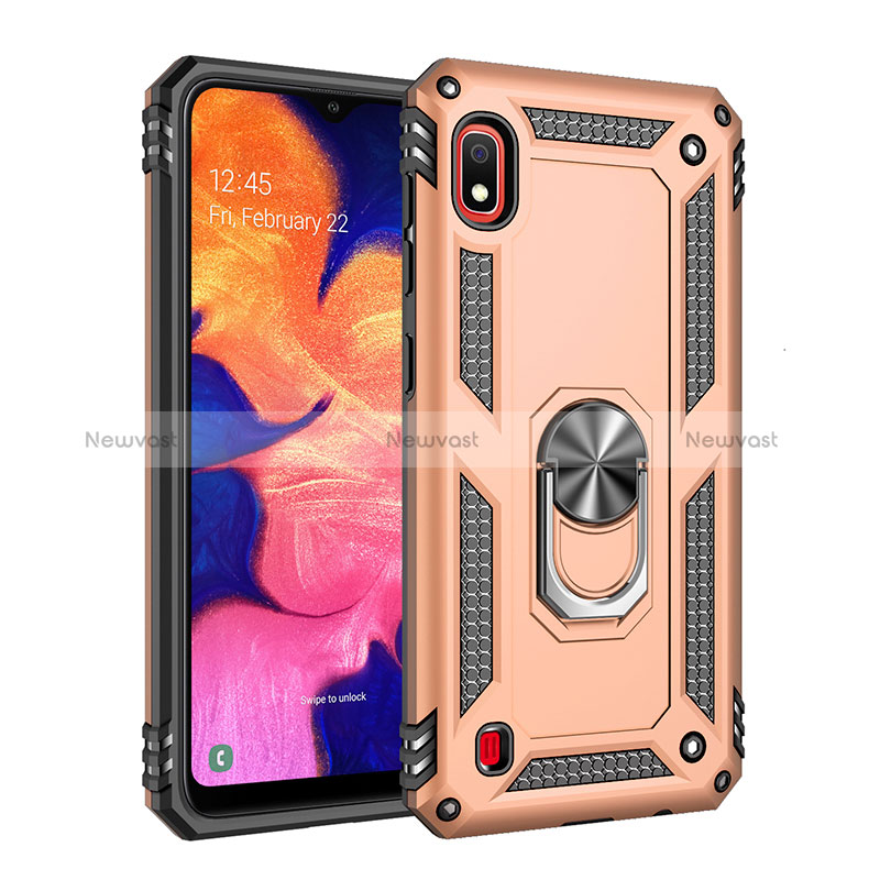 Silicone Matte Finish and Plastic Back Cover Case with Magnetic Finger Ring Stand QW3 for Samsung Galaxy A10