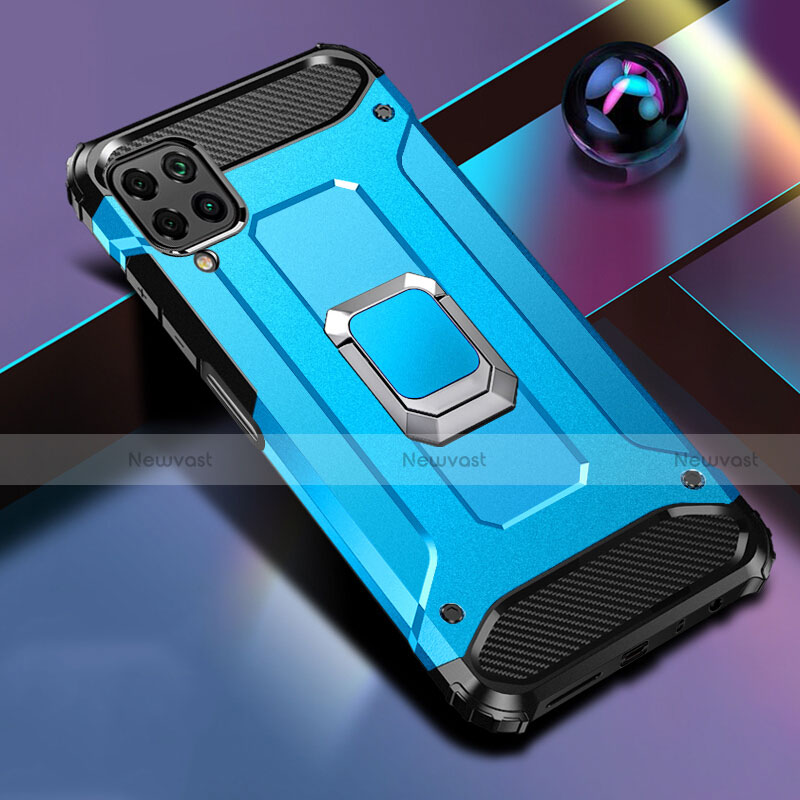 Silicone Matte Finish and Plastic Back Cover Case with Magnetic Finger Ring Stand R02 for Huawei Nova 7i