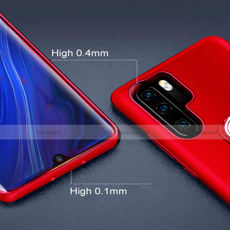 Silicone Matte Finish and Plastic Back Cover Case with Magnetic Finger Ring Stand R03 for Huawei P30 Pro