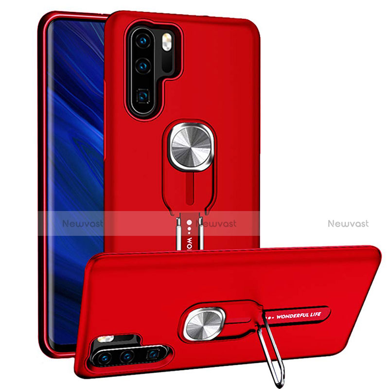 Silicone Matte Finish and Plastic Back Cover Case with Magnetic Finger Ring Stand R03 for Huawei P30 Pro New Edition