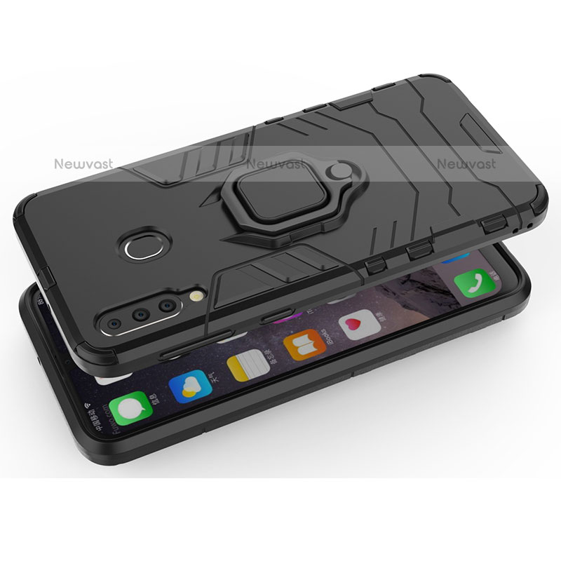 Silicone Matte Finish and Plastic Back Cover Case with Magnetic Finger Ring Stand S01 for Samsung Galaxy M30