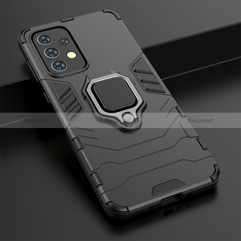 Silicone Matte Finish and Plastic Back Cover Case with Magnetic Finger Ring Stand S02 for Samsung Galaxy A33 5G