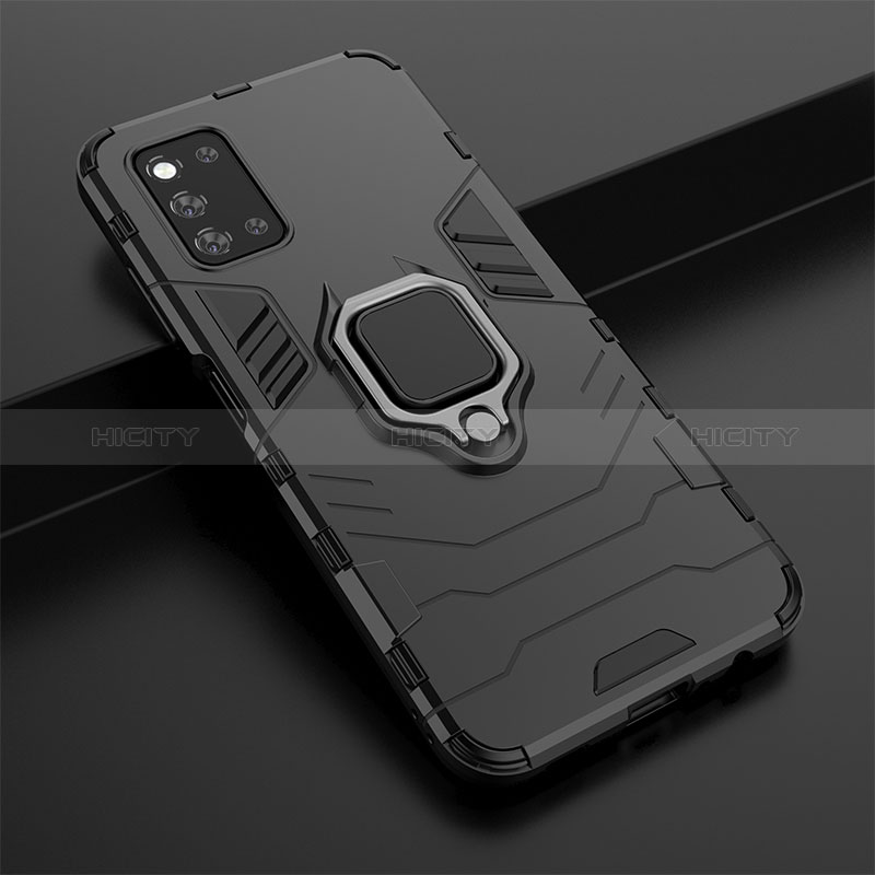 Silicone Matte Finish and Plastic Back Cover Case with Magnetic Finger Ring Stand S02 for Samsung Galaxy F52 5G