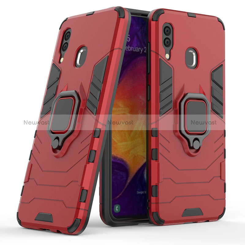 Silicone Matte Finish and Plastic Back Cover Case with Magnetic Finger Ring Stand S02 for Samsung Galaxy M10S