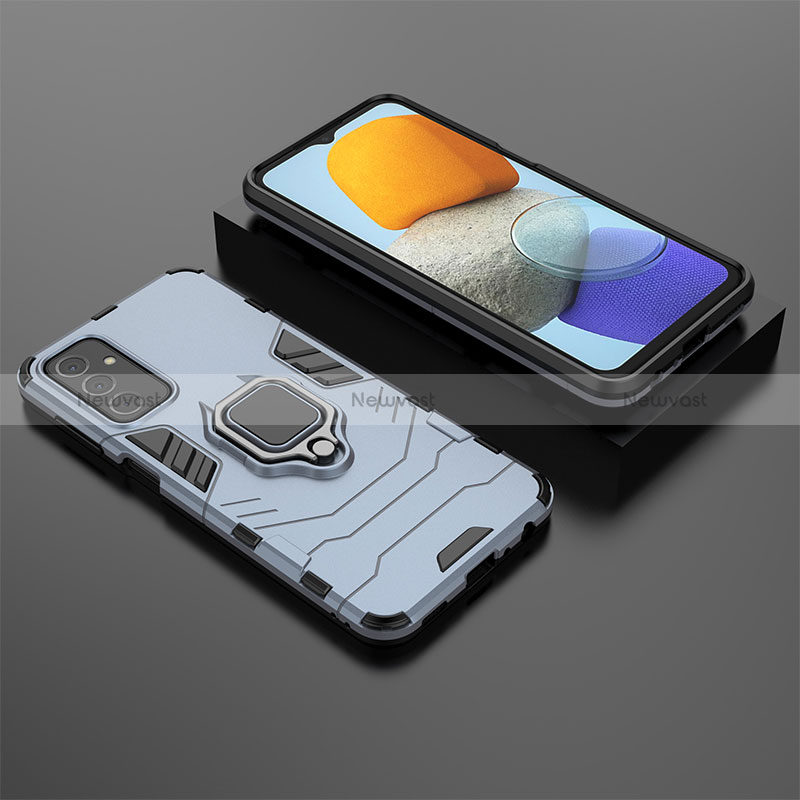 Silicone Matte Finish and Plastic Back Cover Case with Magnetic Finger Ring Stand S02 for Samsung Galaxy M23 5G