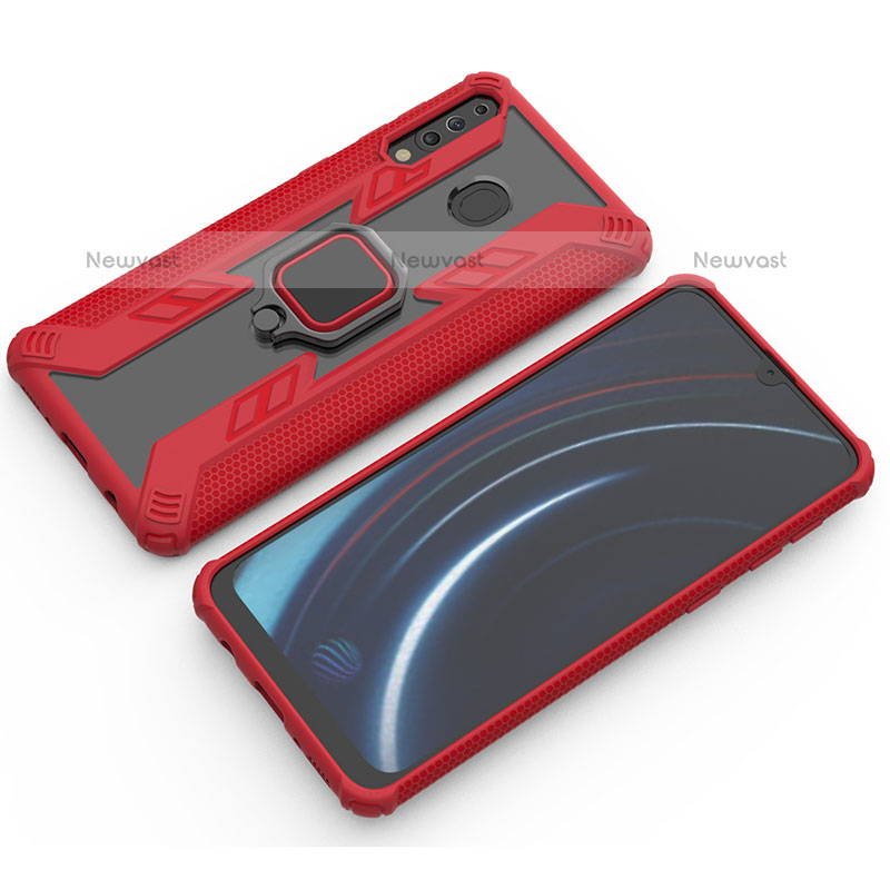 Silicone Matte Finish and Plastic Back Cover Case with Magnetic Finger Ring Stand S03 for Samsung Galaxy M30