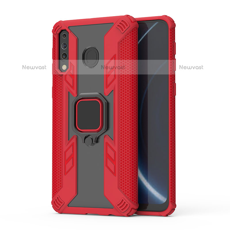 Silicone Matte Finish and Plastic Back Cover Case with Magnetic Finger Ring Stand S04 for Samsung Galaxy M30