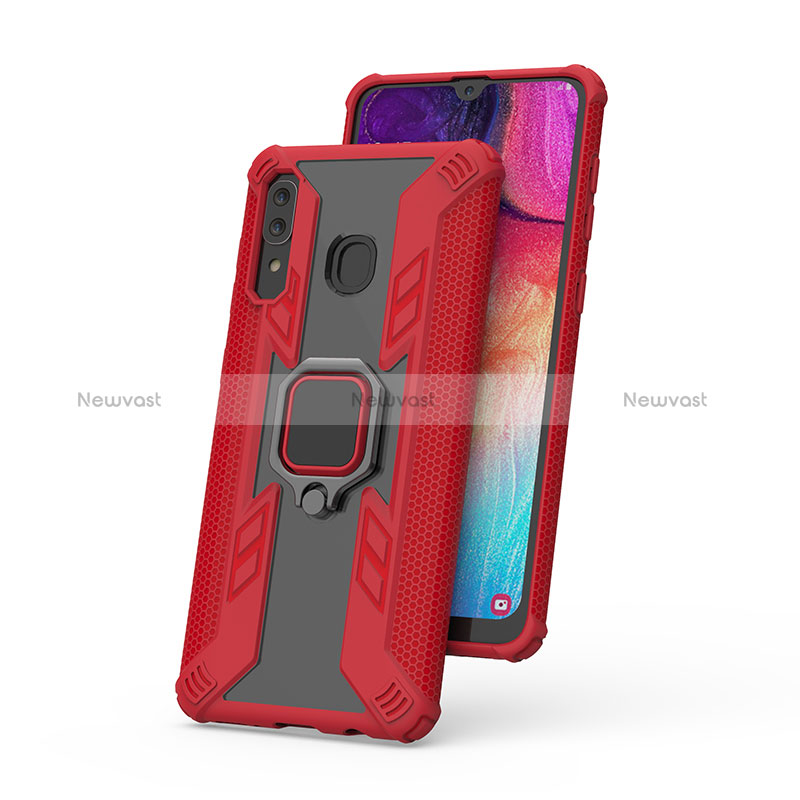 Silicone Matte Finish and Plastic Back Cover Case with Magnetic Finger Ring Stand S05 for Samsung Galaxy A30