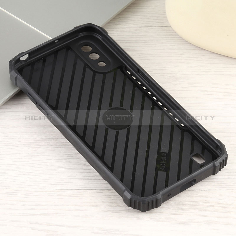 Silicone Matte Finish and Plastic Back Cover Case with Magnetic Finger Ring Stand S07 for Samsung Galaxy A01 SM-A015