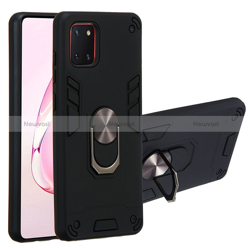 Silicone Matte Finish and Plastic Back Cover Case with Magnetic Finger Ring Stand Y01B for Samsung Galaxy M60s