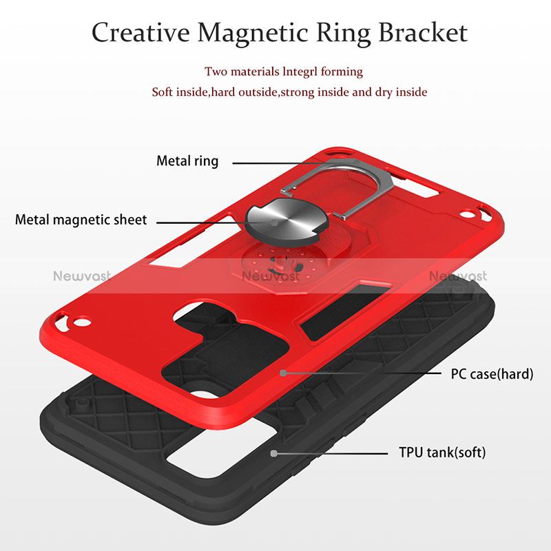 Silicone Matte Finish and Plastic Back Cover Case with Magnetic Finger Ring Stand Y01B for Vivo Y50