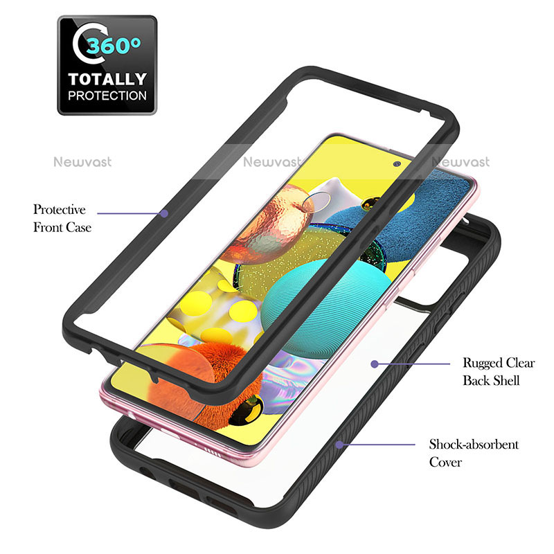 Silicone Matte Finish and Plastic Back Cover Case with Magnetic Finger Ring Stand YB1 for Samsung Galaxy A51 4G