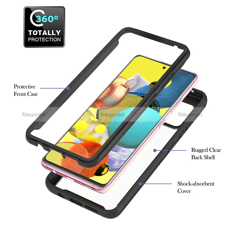 Silicone Matte Finish and Plastic Back Cover Case with Magnetic Finger Ring Stand YB1 for Samsung Galaxy A51 5G