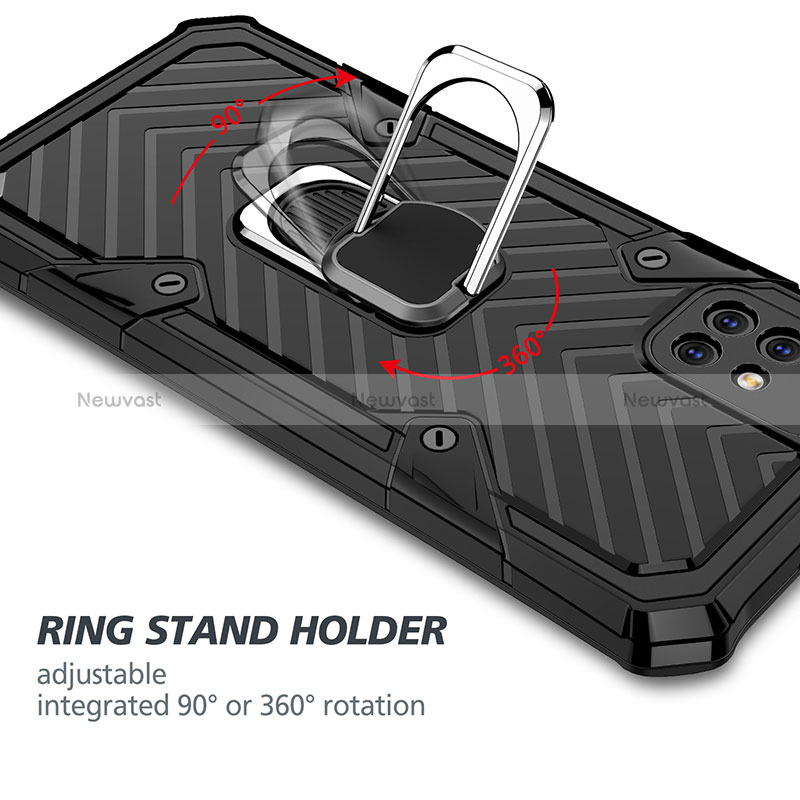 Silicone Matte Finish and Plastic Back Cover Case with Magnetic Finger Ring Stand YF1 for Samsung Galaxy A71 5G