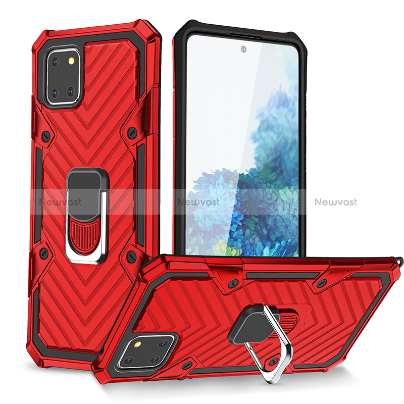 Silicone Matte Finish and Plastic Back Cover Case with Magnetic Finger Ring Stand YF1 for Samsung Galaxy M60s